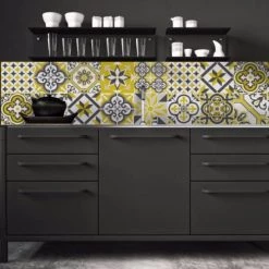 Ciment Factory Crédences Crédence Adhésive Carreaux De Ciment Ginette 200x60cm