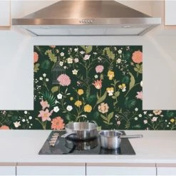 99Déco Crédences Crédence Adhésive Cuisine Floral - Fond De Hotte L.90 X H.70 Cm