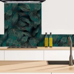 99Déco Crédences Crédence Adhésive Cuisine Tropical Vert - Fond De Hotte L.60 X H.70 Cm
