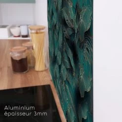 99Déco Crédences Crédence Adhésive Cuisine Tropical Vert - Fond De Hotte L.90 X H.70 Cm -Plaques et lettrages Soldes credence adhesive cuisine tropical vert fond de hotte l 90 x h 70 cm 3