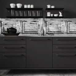 Ciment Factory Crédences Crédence Adhésive Effet De Matière Boiserie Murale 200x60cm