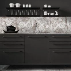 Ciment Factory Crédences Crédence Adhésive Effet Matière Parquet Versailles Vintage 40x200cm