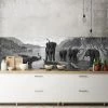 Ciment Factory Crédences Crédence Adhésive Gravure Les éléphants 200x60cm -Plaques et lettrages Soldes credence adhesive gravure les elephants 200x60cm