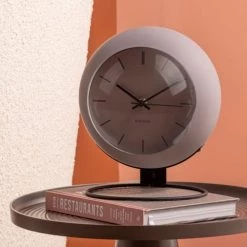 Present Time Horloges Murales Et Horloges à Poser Horloge à Poser Globe Métal Gris -Plaques et lettrages Soldes horloge a poser globe metal gris 4