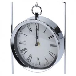 Wadiga Horloges Murales Et Horloges à Poser Horloge à Poser Suspendue En Métal Argenté Chiffres Romains -Plaques et lettrages Soldes horloge a poser suspendue en metal argente chiffres romains 1