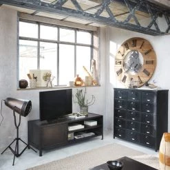 Maisons Du Monde Horloges Murales Et Horloges à Poser Horloge à Rouages En Sapin Et Métal Noir D89 -Plaques et lettrages Soldes horloge a rouages en sapin et metal noir d89 1000 3 29 176616 4