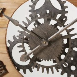 Maisons Du Monde Horloges Murales Et Horloges à Poser Horloge à Rouages En Sapin Et Métal Noir D89 -Plaques et lettrages Soldes horloge a rouages en sapin et metal noir d89 1000 3 29 176616 6