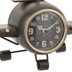 Jolipa Horloges Murales Et Horloges à Poser Horloge Avion à Poser Rétro L41cm -Plaques et lettrages Soldes horloge avion a poser retro l41cm 1