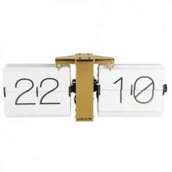 Present Time Horloges Murales Et Horloges à Poser Horloge Blanche Casier Laiton 36x14cm -Plaques et lettrages Soldes horloge blanche casier laiton 36x14cm 1