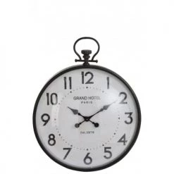 LANADECO Horloges Murales Et Horloges à Poser Horloge Boule Ronde Métal Noir Verre H69,5cm