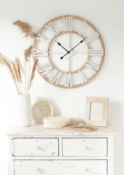 Maisons Du Monde Horloges Murales Et Horloges à Poser Horloge Coloris Naturel Et Blanc D70 -Plaques et lettrages Soldes horloge coloris naturel et blanc d70 1000 5 15 204974 3