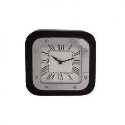 ReCollection Horloges Murales Et Horloges à Poser Horloge De Table Argent Et Noir 5x17x17 -Plaques et lettrages Soldes horloge de table argent et noir 5x17x17 3