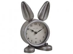 Beliani Horloges Murales Et Horloges à Poser Horloge De Table Lapin Argenté 24 Cm