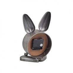 Beliani Horloges Murales Et Horloges à Poser Horloge De Table Lapin Argenté 24 Cm -Plaques et lettrages Soldes horloge de table lapin argente 24 cm 3