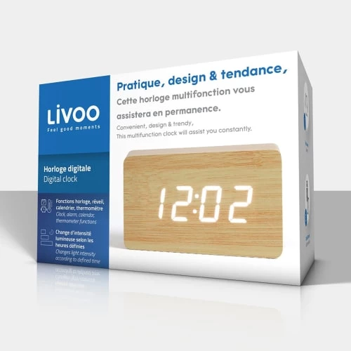 Livoo Horloges Murales Et Horloges à Poser Horloge Digitale Aspect Bois Clair En Plastique Beige 6 Livoo Horloges Murales Et Horloges à Poser Horloge Digitale Aspect Bois Clair En Plastique Beige – Image 4