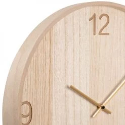 Maisons Du Monde Horloges Murales Et Horloges à Poser Horloge En Bois Beige Et Métal Doré D45 -Plaques et lettrages Soldes horloge en bois beige et metal dore d45 1000 7 29 227620 3