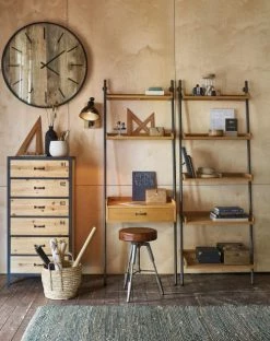 Maisons Du Monde Horloges Murales Et Horloges à Poser Horloge En Bois De Manguier Et Métal Noir D86 -Plaques et lettrages Soldes horloge en bois de manguier et metal noir d86 1000 5 40 220784 4