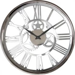 EMDE Horloges Murales Et Horloges à Poser Horloge En Métal Avec Mécanisme Apparent Argent D : 45 Cm