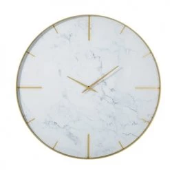 Maisons Du Monde Horloges Murales Et Horloges à Poser Horloge En Métal Doré Et Verre Imprimé Effet Marbre D90