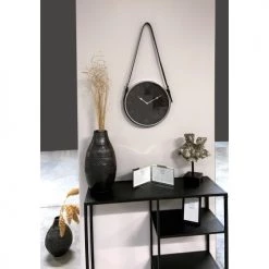 EMDE Horloges Murales Et Horloges à Poser Horloge Laniere En Métal Noir -Plaques et lettrages Soldes horloge laniere en metal noir 2