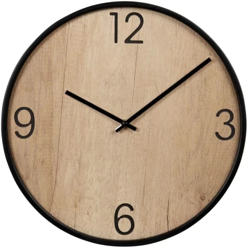 Maisons Du Monde Horloges Murales Et Horloges à Poser Horloge Minimaliste Bois Beige Et Métal Noir D40