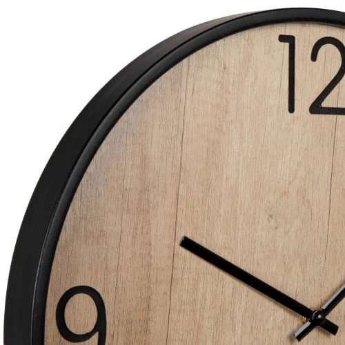 Maisons Du Monde Horloges Murales Et Horloges à Poser Horloge Minimaliste Bois Beige Et Métal Noir D40 – Image 2