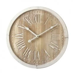 Mobili Rebecca Horloges Murales Et Horloges à Poser Horloge Murale à Chiffres Romains Effet Bois Blanc Et Marron ø 40 Cm