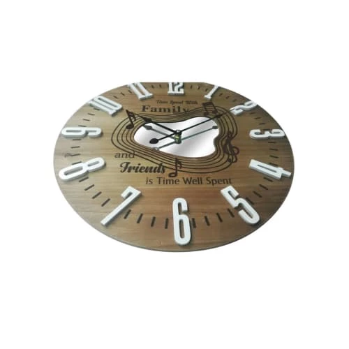Mobili Rebecca Horloges Murales Et Horloges à Poser Horloge Murale à Notes Musicales Effet Bois Blanc Et Marron ø 50 Cm 4 Mobili Rebecca Horloges Murales Et Horloges à Poser Horloge Murale à Notes Musicales Effet Bois Blanc Et Marron ø 50 Cm – Image 2