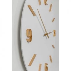 Kare Design Horloges Murales Et Horloges à Poser Horloge Murale Blanche Et Dorée D60 -Plaques et lettrages Soldes horloge murale blanche et doree d60 1