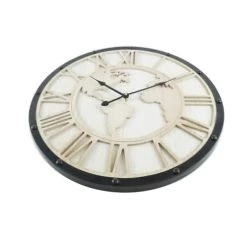 Mobili Rebecca Horloges Murales Et Horloges à Poser Horloge Murale Carte Du Monde Bois Et Métal Blanc Et Noir ø 50 Cm -Plaques et lettrages Soldes horloge murale carte du monde bois et metal blanc et noir oe 50 cm 2