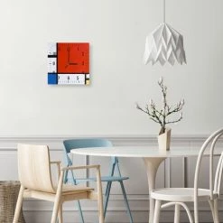 Legendarte Horloges Murales Et Horloges à Poser Horloge Murale Composition II En Rouge, Bleu Et Jaune 30x30cm -Plaques et lettrages Soldes horloge murale composition ii en rouge bleu et jaune 30x30cm 1