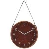 Beliani Horloges Murales Et Horloges à Poser Horloge Murale Effet Bois Foncé ø 26 Cm -Plaques et lettrages Soldes horloge murale effet bois fonce oe 26 cm