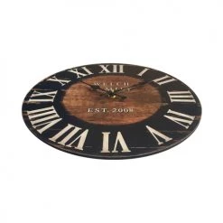 Mobili Rebecca Horloges Murales Et Horloges à Poser Horloge Murale Effet Bois Marron Et Blanc ø 33,8 Cm -Plaques et lettrages Soldes horloge murale effet bois marron et blanc oe 33 8 cm 3