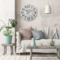 Mobili Rebecca Horloges Murales Et Horloges à Poser Horloge Murale Effet Bois Noir Et Blanc ø 50 Cm -Plaques et lettrages Soldes horloge murale effet bois noir et blanc oe 50 cm 3