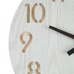 Mobili Rebecca Horloges Murales Et Horloges à Poser Horloge Murale Effet Bois Sculpté Blanc Et Marron ø 50 Cm -Plaques et lettrages Soldes horloge murale effet bois sculpte blanc et marron oe 50 cm 1