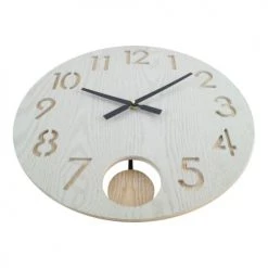 Mobili Rebecca Horloges Murales Et Horloges à Poser Horloge Murale Effet Bois Sculpté Blanc Et Marron ø 50 Cm -Plaques et lettrages Soldes horloge murale effet bois sculpte blanc et marron oe 50 cm 2