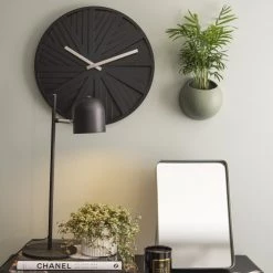 Present Time Horloges Murales Et Horloges à Poser Horloge Murale En ABS Noire D40 -Plaques et lettrages Soldes horloge murale en abs noire d40 3