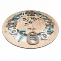 Mobili Rebecca Horloges Murales Et Horloges à Poser Horloge Murale En MDF Sculpté Blanc Marron Et Bleu ø 50 Cm -Plaques et lettrages Soldes horloge murale en mdf sculpte blanc marron et bleu oe 50 cm 1