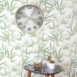 Present Time Horloges Murales Et Horloges à Poser Horloge Murale En Métal Et Bois Argentée D29 -Plaques et lettrages Soldes horloge murale en metal et bois argentee d29 2