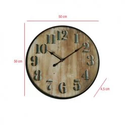 Mobili Rebecca Horloges Murales Et Horloges à Poser Horloge Murale En Métal Et MDF Sculpté Marron Et Noir ø 50 Cm -Plaques et lettrages Soldes horloge murale en metal et mdf sculpte marron et noir oe 50 cm 2