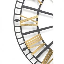 Kare Design Horloges Murales Et Horloges à Poser Horloge Murale Noire Et Dorée D49 -Plaques et lettrages Soldes horloge murale noire et doree d49 2