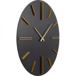 Kare Design Horloges Murales Et Horloges à Poser Horloge Murale Noire Et Dorée D70 -Plaques et lettrages Soldes horloge murale noire et doree d70 2