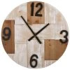 Beliani Horloges Murales Et Horloges à Poser Horloge Murale ø 60 Cm Effet Bois Clair -Plaques et lettrages Soldes horloge murale oe 60 cm effet bois clair