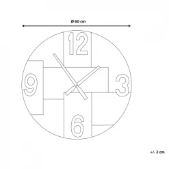 Beliani Horloges Murales Et Horloges à Poser Horloge Murale ø 60 Cm Effet Bois Clair -Plaques et lettrages Soldes horloge murale oe 60 cm effet bois clair