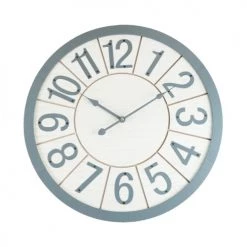 Mobili Rebecca Horloges Murales Et Horloges à Poser Horloge Murale Pointes En MDF Blanc Et Gris ø 50 Cm
