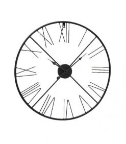 Wadiga Horloges Murales Et Horloges à Poser Horloge Murale Ronde Chiffres Romains Métal Noir