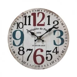 Mobili Rebecca Horloges Murales Et Horloges à Poser Horloge Murale Ronde Effet Bois Blanc Rouge Et Bleu ø 33,8 Cm