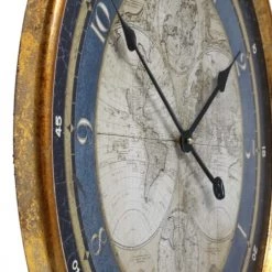 Wadiga Horloges Murales Et Horloges à Poser Horloge Murale Ronde En Métal Bleu Et Doré D58,5cm -Plaques et lettrages Soldes horloge murale ronde en metal bleu et dore d58 5cm 2