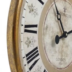 Wadiga Horloges Murales Et Horloges à Poser Horloge Murale Ronde En Métal Doré D46,5cm -Plaques et lettrages Soldes horloge murale ronde en metal dore d46 5cm 2