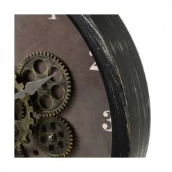 Unimasa Horloges Murales Et Horloges à Poser Horloge Murale Ronde En Métal Engrenages -Plaques et lettrages Soldes horloge murale ronde en metal engrenages 4
